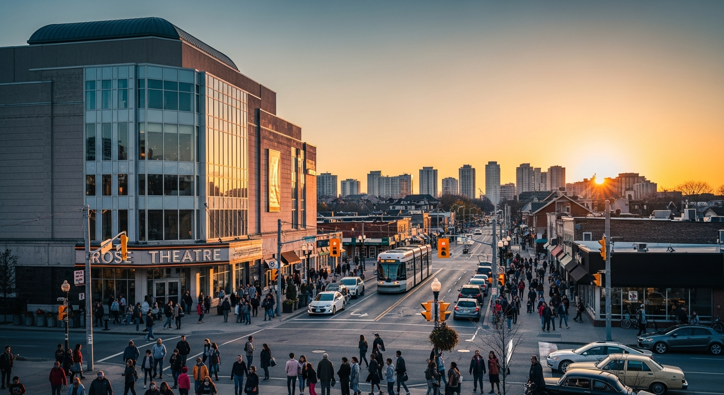 Brampton Ontario downtown Gage Park area at sunset