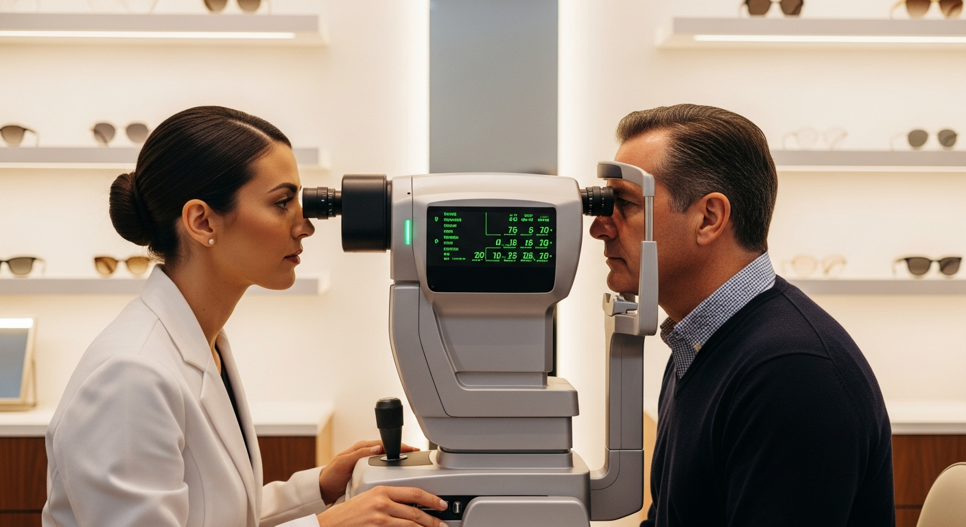 A modern medical practice exam room with calm professional lighting and clean clinical aesthetics