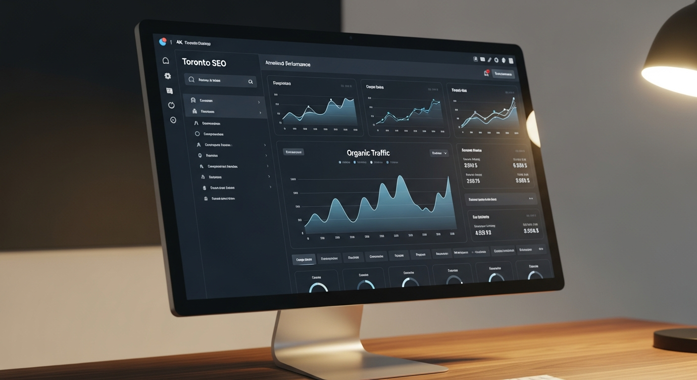 Premium SEO analytics dashboard showing Toronto organic traffic growth