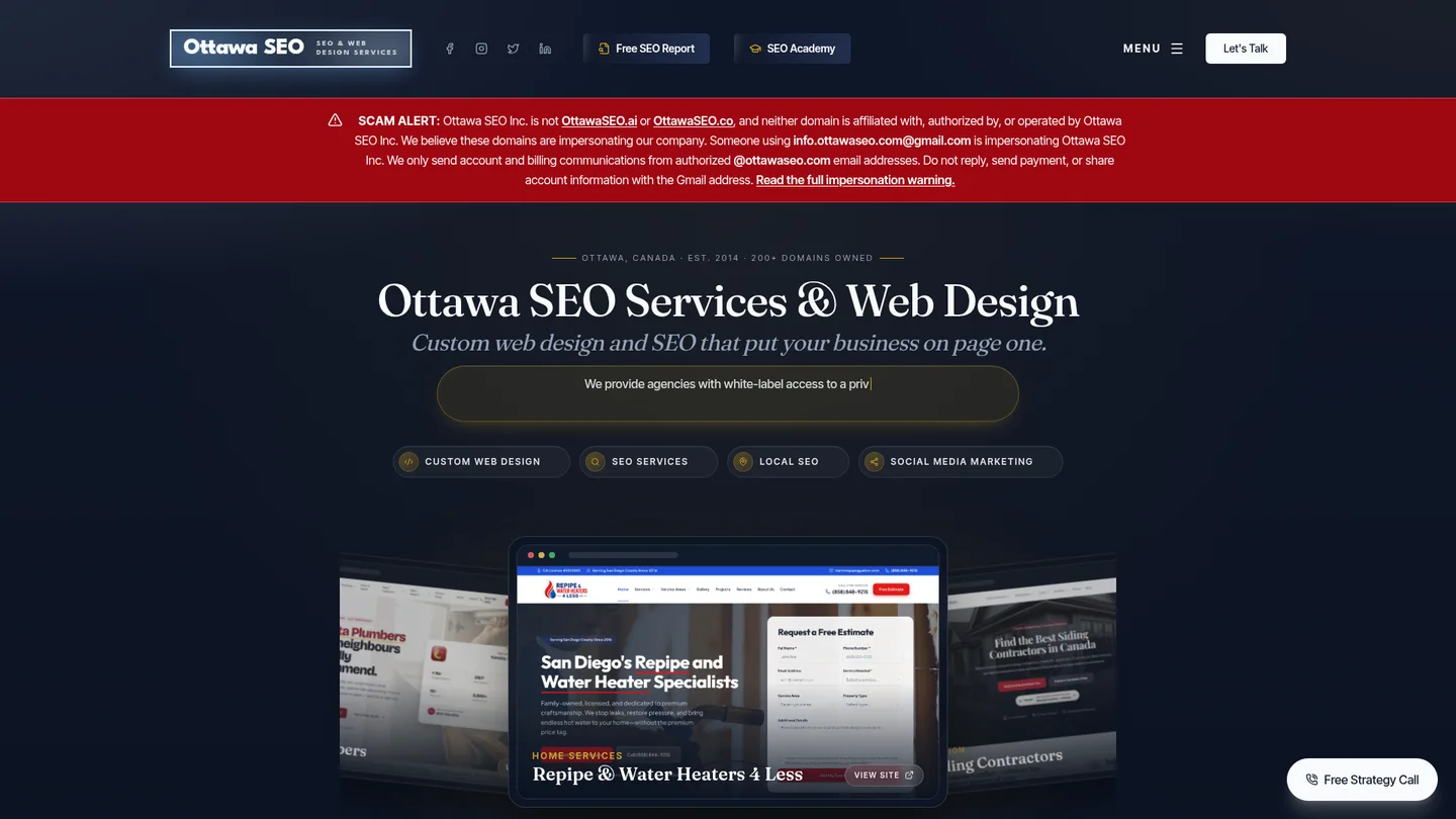 ottawaseo.com homepage for Ottawa SEO, captured Oct 6, 2026