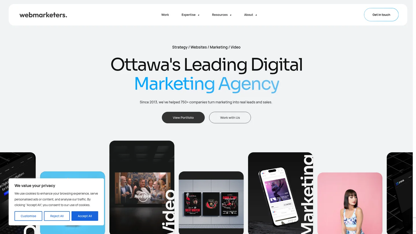 webmarketers.ca homepage for WebMarketers, captured Oct 6, 2026