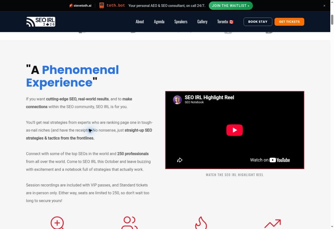 Screenshot of the SEO IRL website with the phrases real-world results and have the receipts